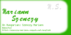 mariann szenczy business card